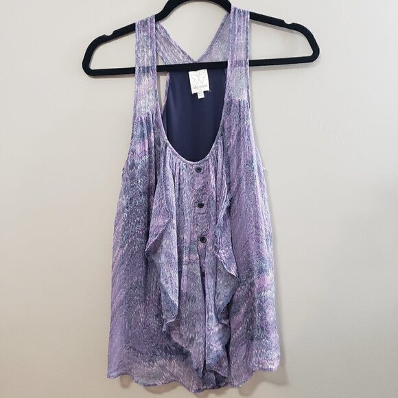 Ella Moss 100% Silk Ruffle Watercolor Tank S - Picture 2 of 8